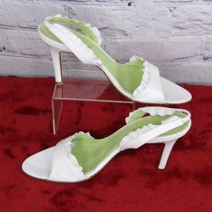 CM Boulevard White Strap Back Stiletto Heels 8.5 AA